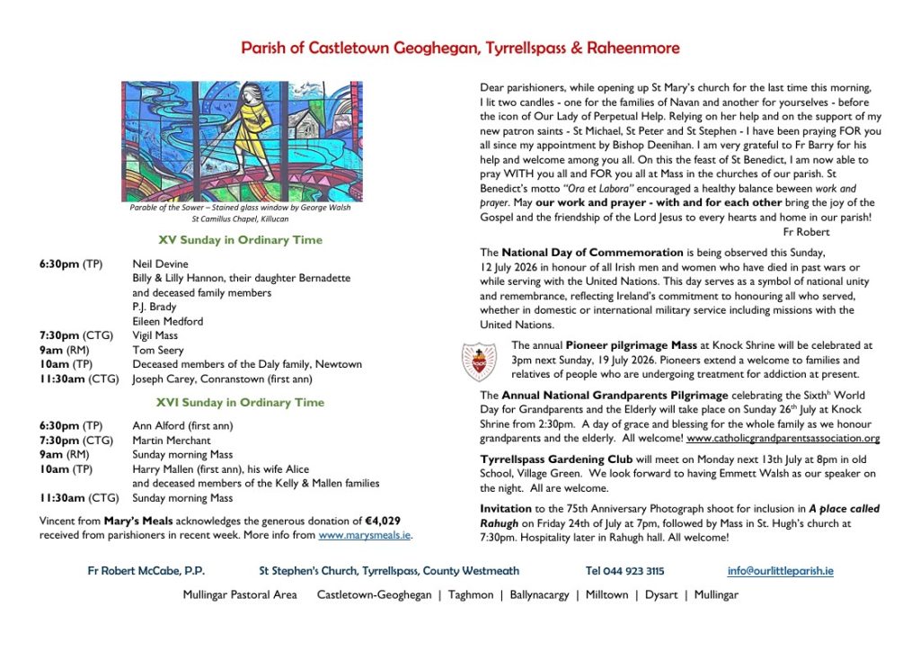Bulletin for 16 July 2026